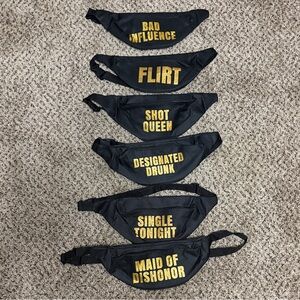 Black and Gold Slogan Fanny Packs